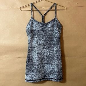 Lululemon | Power Y Tank Luon Spray Jacquard White Black Tank Top Size 6